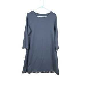 Spartina 449 Island Fringe Dress Gray L Preppy‎ Casual Cotton Stretch Pullover